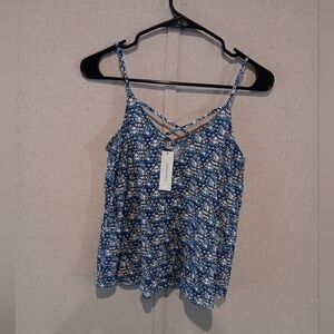 Miami Blue and White Tie Front Camisole Size Xs New